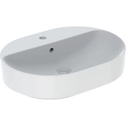 Geberit Vertriebs - Aufsatz-WT VARIFORM, elliptisch 600x450mm, mit Hahnloch, m. Ül., weiß