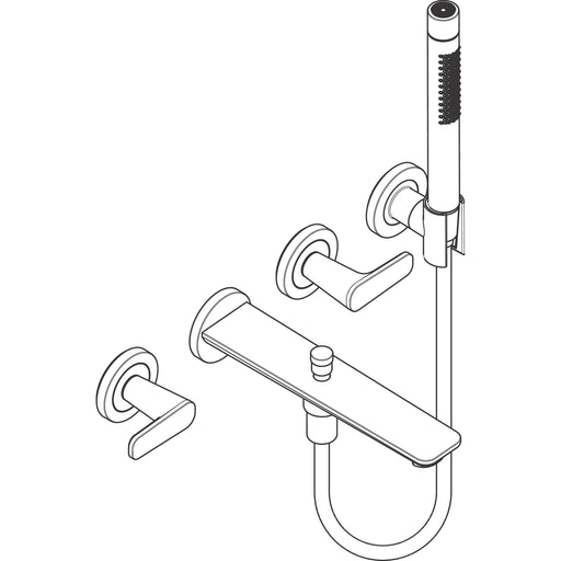 Hansgrohe - 3-Loch Fertigset Wannemisch.Wand UP Axor Citterio C mit HB Cubic cut chrom
