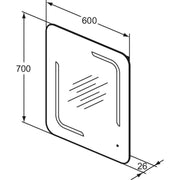 Ideal Standard - Spiegel MIRROR&LIGHT, m. Licht, 40W, 600x26x700mm