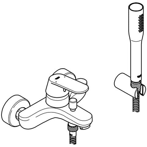 Grohe - Wannen EHM AP EUROSMART C 32832 mit Brausehalter u. Brauseschlauch chrom