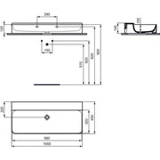 Ideal Standard - Waschtisch CONCA, o.Hl., o.Ül., 1000x450x145mm, Weiß