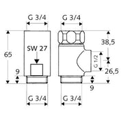 SCHELL - T-und Distanzstück mit ÜM 3/4 chrom