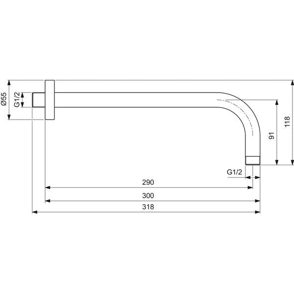 Ideal Standard - Wandanschluss IDEALRAIN 300mm, Brushed Gold