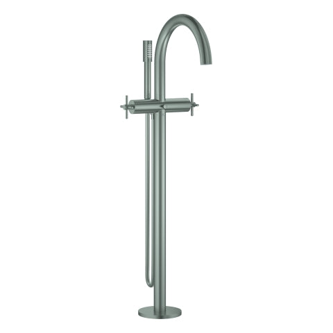 Grohe - 2-Griff-Wannenbatt. Atrio 25272 FMS Bodenmontage Kreuz-Griff supersteel