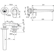 Ideal Standard - Wand-WT-Armatur UP CONNECT AIR Bausatz 2, 5 l/min., Ausld. 225mm, Chrom
