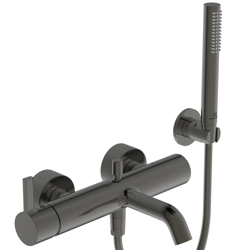 Ideal Standard - Badearmatur AP JOY, m.Stab-HB, Brauseschlauch u.Wandhalter,MagneticGrey