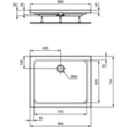 Ideal Standard - Rechteck-Brausewanne HOTLINE NEU, 900x750x80mm, Weiß