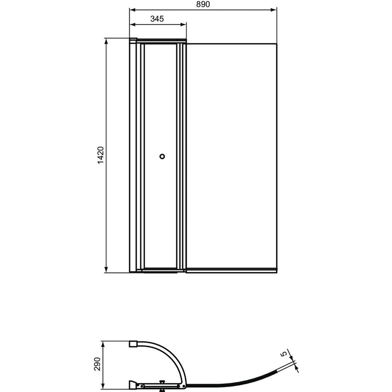 Ideal Standard - Duschwand CONNECT AIR, mit Tür, aus Glas