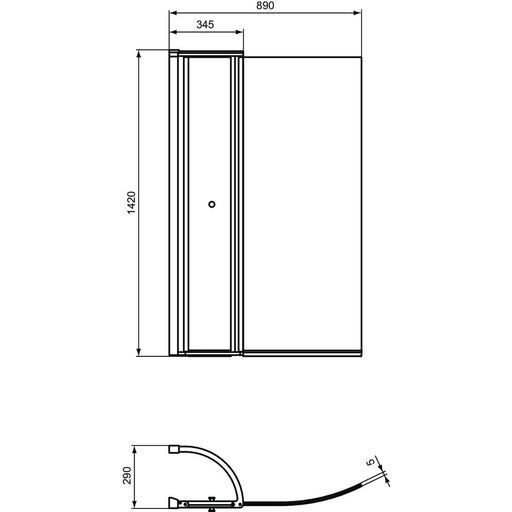 Ideal Standard - Duschwand CONNECT AIR, mit Tür, aus Glas