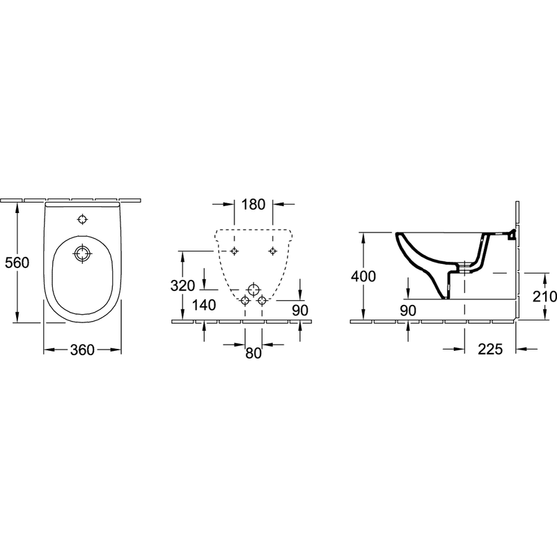 VILLEROY & BOCH - Bidet O.NOVO 546000 360x560 weiß Cplus