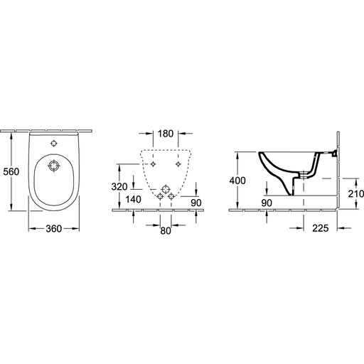 VILLEROY & BOCH - Bidet O.NOVO 546000 360x560 weiß Cplus