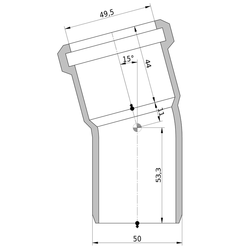 Wavin - Bogen AS+ DN 50 15 Grad