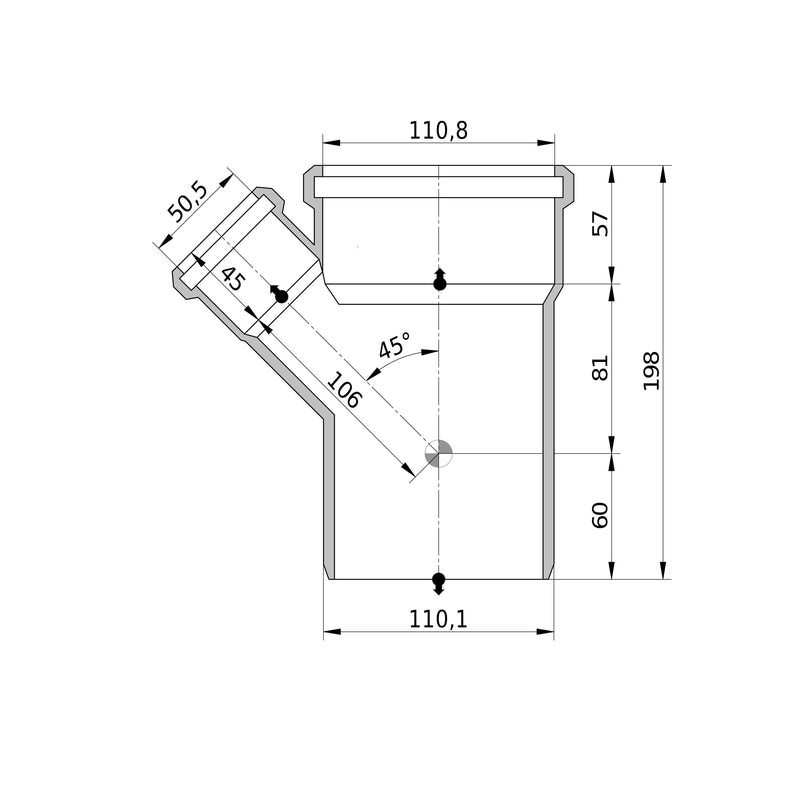 Wavin - Abzweig AS+ DN 100x50 45 Grad