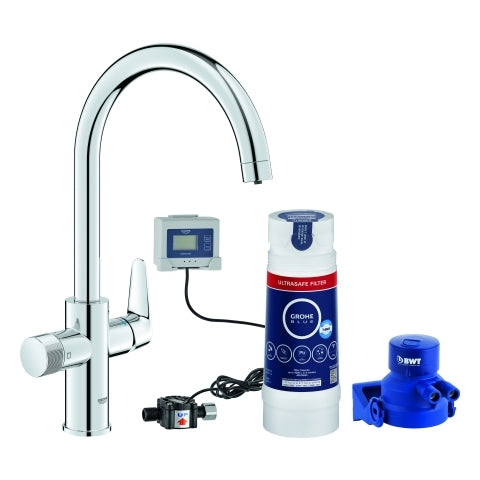 Grohe - Starter Kit GROHE Blue Pure BauCurve 30582 C-Auslauf US-Filter chrom
