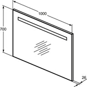 Ideal Standard - Spiegel MIRROR&LIGHT, m. Licht, 60W, 1000x26x700mm