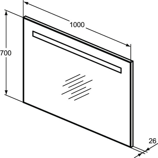 Ideal Standard - Spiegel MIRROR&LIGHT, m. Licht, 60W, 1000x26x700mm