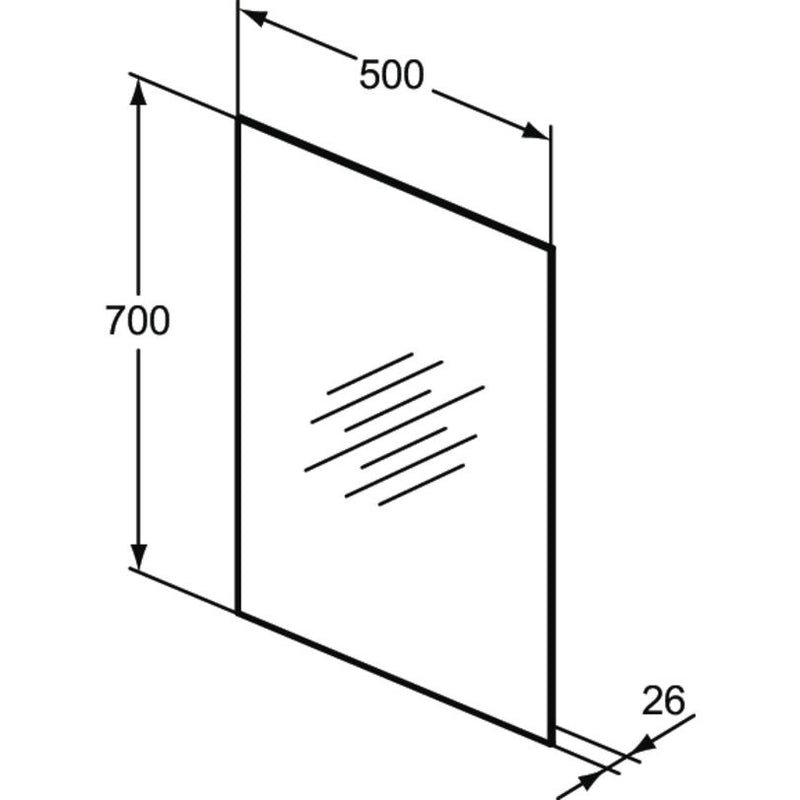 Ideal Standard - Spiegel MIRROR&LIGHT, 30W, m. Ambientelicht, 500x26x700mm