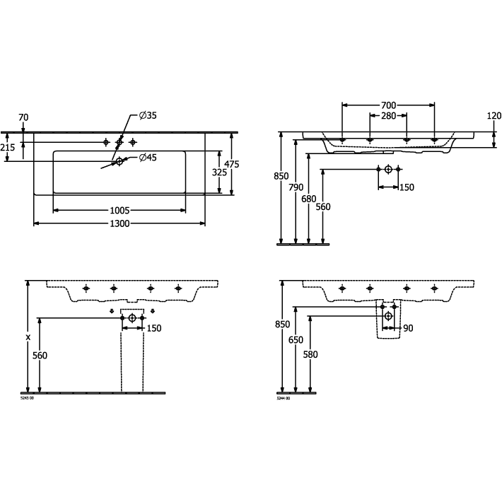 VILLEROY & BOCH - SchrankWT Subway 3.0 1300x470mm re-eckig 1HL. m. ÜL. Stone White cplus