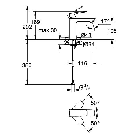 Grohe - EH-Waschtischbatterie Cubeo 101755 M-Size glatter Körper chrom