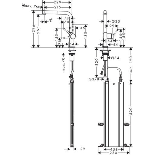 Hansgrohe - Spültischmischer 270 TALIS M54 Ausziehauslauf 1jet sBox chrom