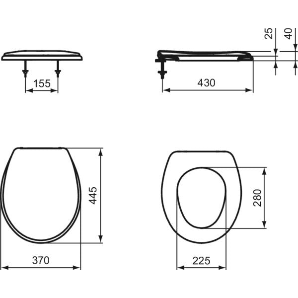 Ideal Standard - WC-Sitz CONTOUR 21 mit Stangenscharnier, weiß