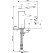 Ideal Standard - Waschtischarmatur CERAPLUS 2, ND ohne Ablaufgarn., Ausld. 112mm, Chrom