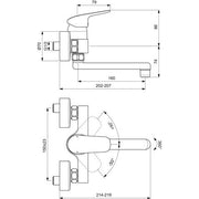 Ideal Standard - Wand-WT-Armatur CERAFLEX Ausladung 160mm, chrom