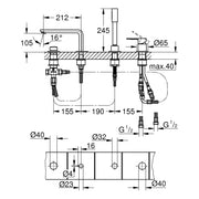 Grohe - 4-Loch-EH-Wannenkombination Lineare 19577_1 hard graphite gebürstet