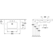 VILLEROY & BOCH - SWT SUBWAY 2.0 7175 800x470mm 3-LArm mittl HL dg Ül Eckig geschl WeißAlpin C
