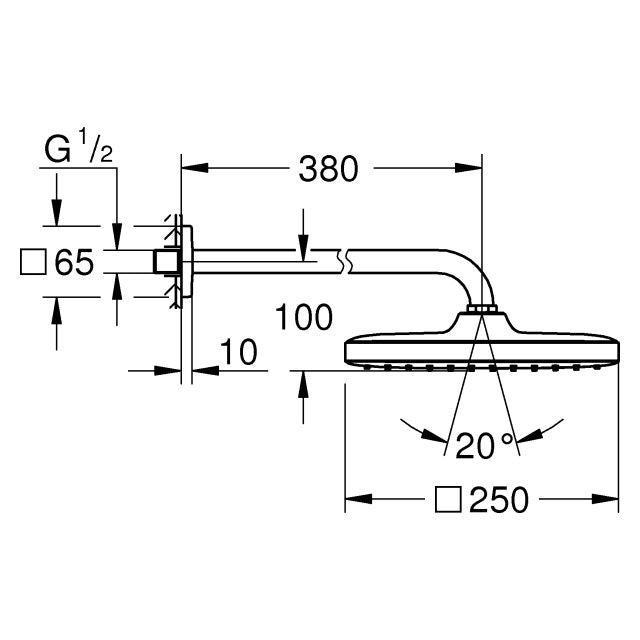 Grohe - Kopfbrausenset TEMPESTA Cube 250 26687 Brausearm 380mm chrom