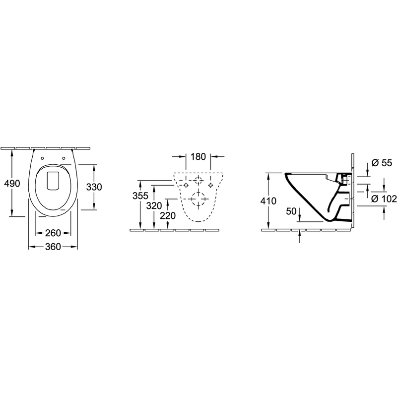 VILLEROY & BOCH - T-WC sprd-los O.novo 7667R0 350x540x330mm ov Abg. waagr. DF we Alpin
