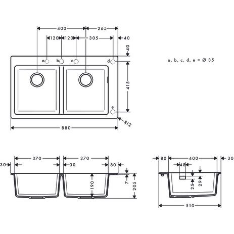 Hansgrohe - Einbauspüle 370x370 S510-F770 BG