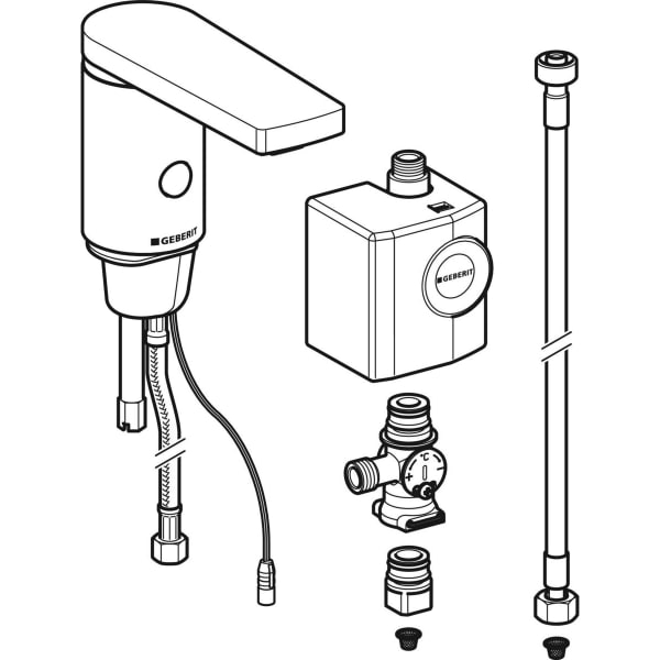 Geberit Vertriebs - Typ 186 Waschtischarmatur, Generator mit Untertischmischer, hgl. verchromt