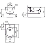 Ideal Standard - Wand-Bidet BLEND Round, 1 Hl., 355x540x250mm, Weiß mit IdealPlus