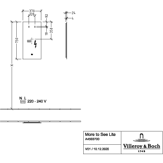 VILLEROY & BOCH - Spiegel More to See Lite A47737 370x750x24mm mit Beleuchtung