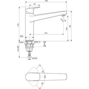 Ideal Standard - Küchenarmatur CERAPLAN m.h.Auslauf Ausld.210mm Vorfenstermontage Chrom