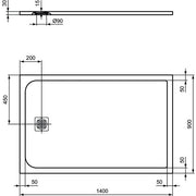 Ideal Standard - Rechteck-Brausewanne ULTRA FLAT S, 1400x900x30mm, Carraraweiß