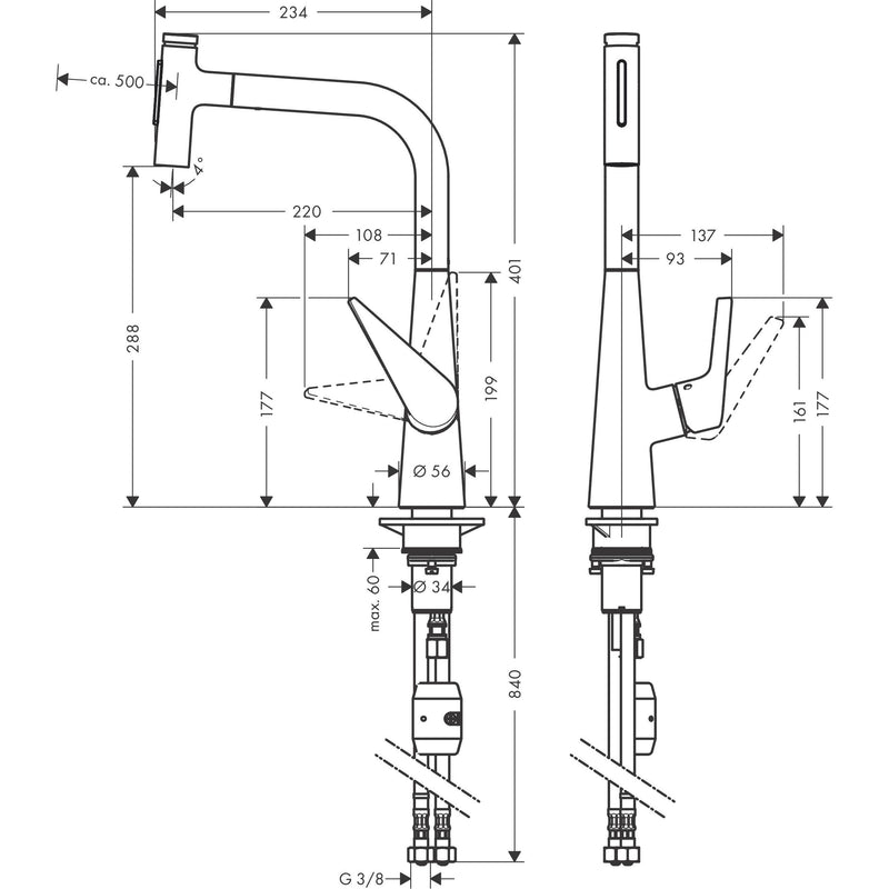 Hansgrohe - Spültischmischer 300 TALIS Select M51 Ausziehbrause 2jet chrom