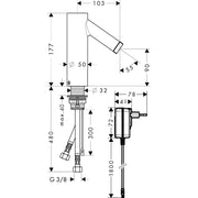 Hansgrohe - Elektronik Waschtischmischer Starck 10140800 edelst. Netzanschl. 230V