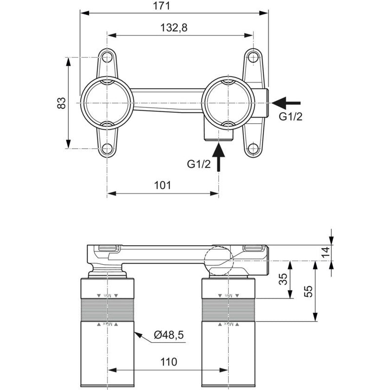 Ideal Standard - Unterputz-Bausatz für Wand-Waschtischarmatur