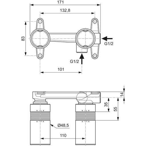 Ideal Standard - Unterputz-Bausatz für Wand-Waschtischarmatur