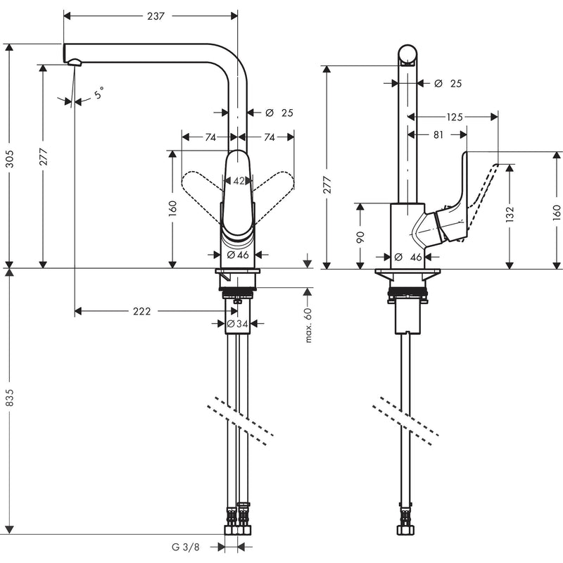 Hansgrohe - Spültischmischer 280 Focus M41 Eco 1jet chrom