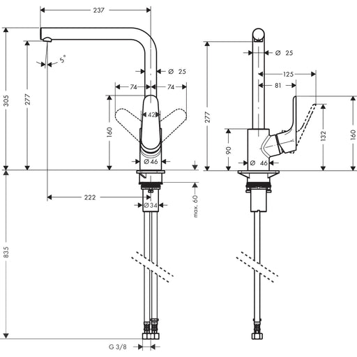 Hansgrohe - Spültischmischer 280 Focus M41 Eco 1jet chrom