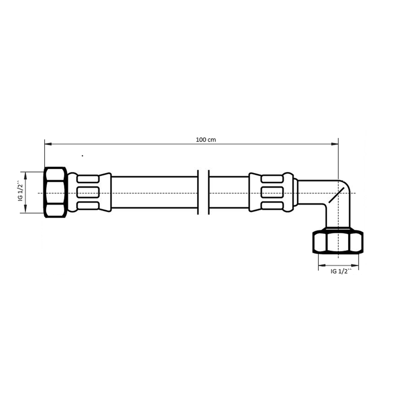 NEOPERL - NEOFLEX Panzerschlauch DN 10 IG x IG gebogen 1/2 X 1/2 100 CM