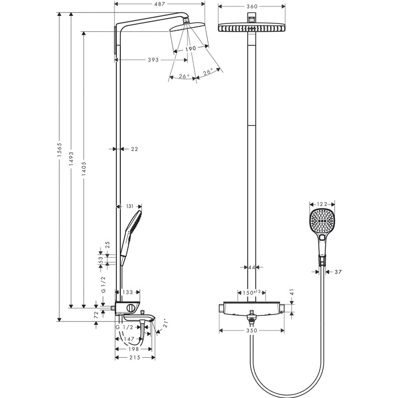 Hansgrohe - Showerpipe RAINDANCE Select E Air 1jet 360mm 27113000 chrom