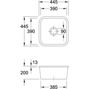 VILLEROY & BOCH - Unterb.-Spült.CISTERNA 50 670301 44,5x44,5cm, Handbetätig., graphit Cplus