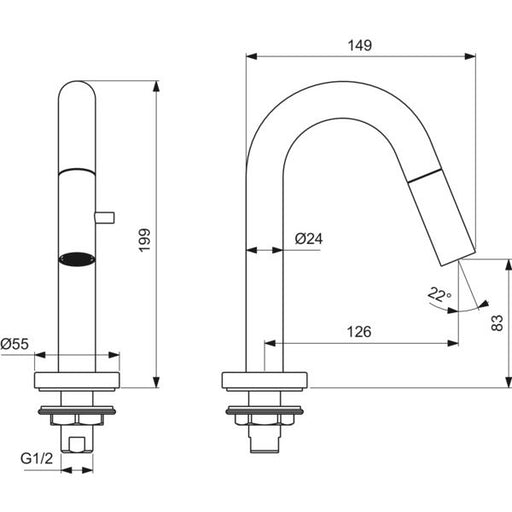 Ideal Standard - Standventil IDEALSTREAM Ausld. 126mm, Chrom