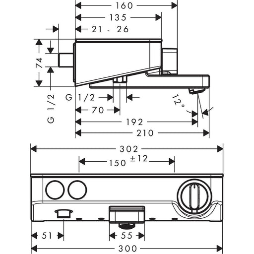 Hansgrohe - AP Thermostat ShowerTablet SELECT 302 13151 Wanne Aufputz 1/2 chrom