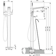 Ideal Standard - freistehende Wannenarmatur TONIC II, Bausatz 2, m.Stick-HB, Ausld.220mm,Chrom