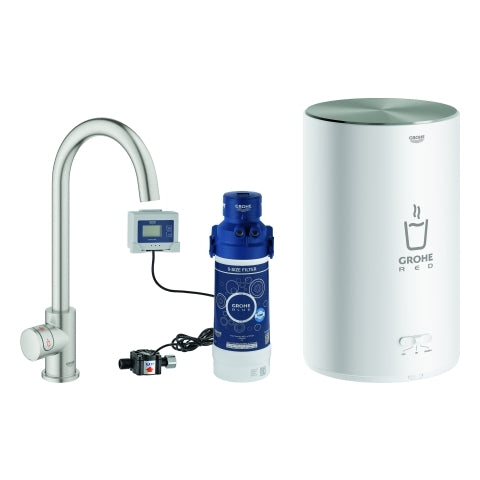 Grohe - Standventil und Boiler Red Mono 30085 M-Size C-Auslauf supersteel